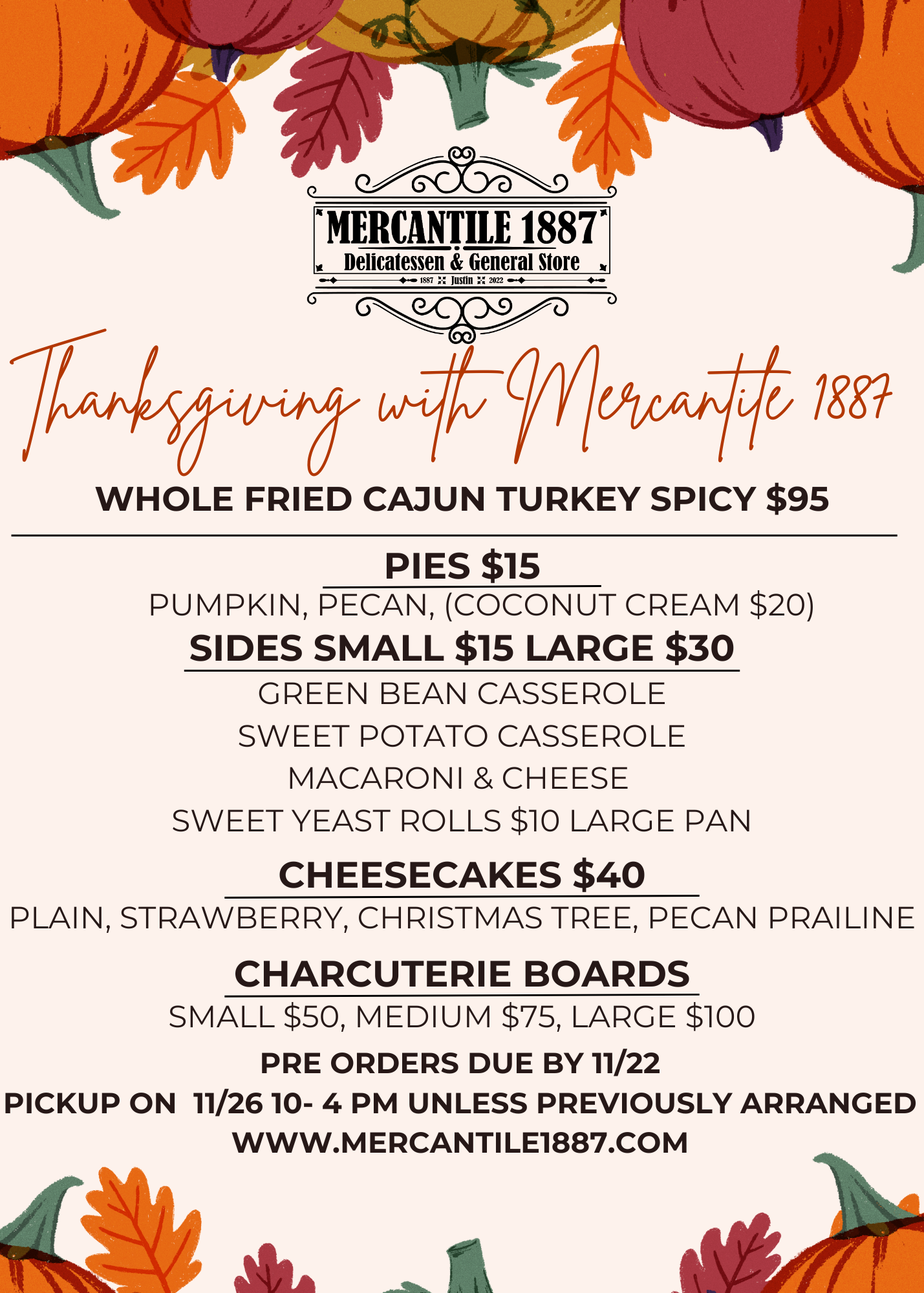 Thanksgiving Pre Orders